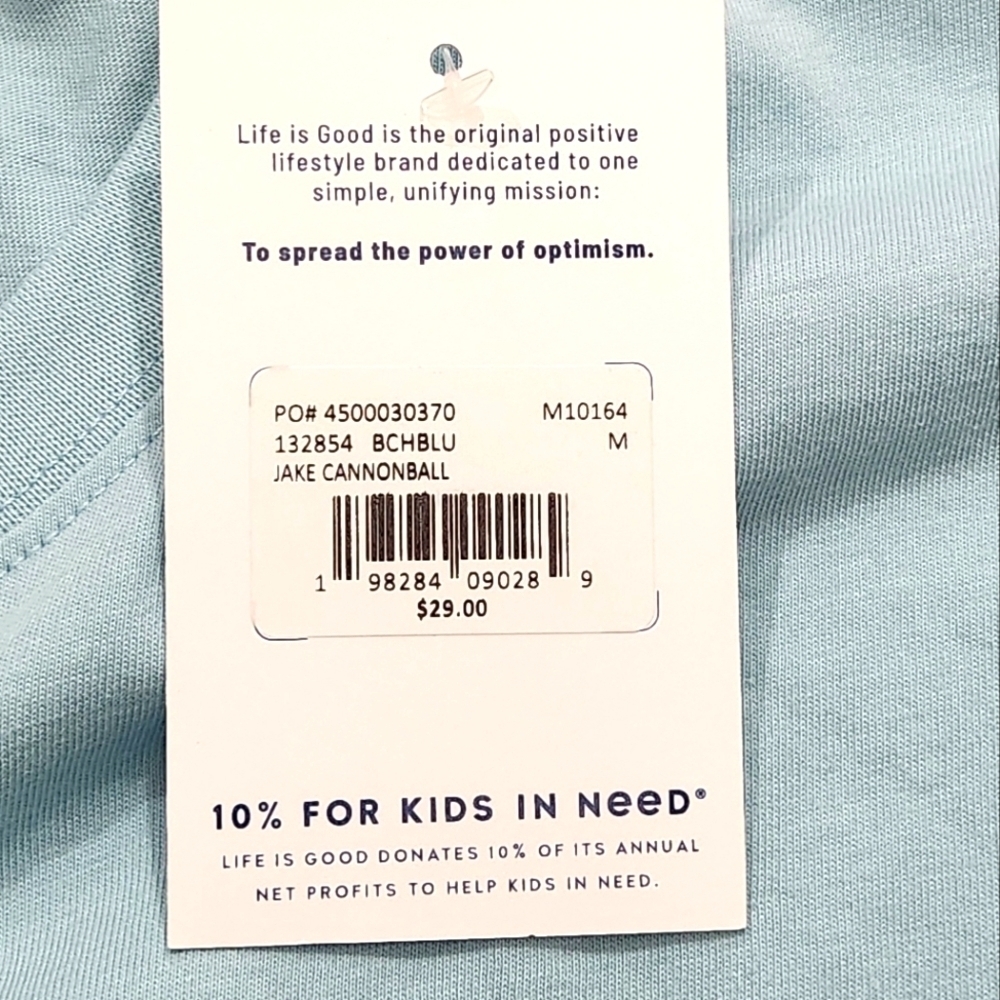LIFE IS GOOD Men's M Crew Neck JAKE CANNONBALL S/S Tee Shirt BEACH‎ BLUE NWT - Picture 6 of 7